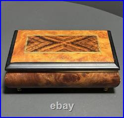 Reuge Vintage Music Box Italian Wood Wind Up Plays Wind Beneath My Wings 6308