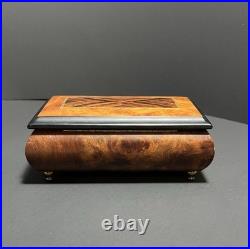 Reuge Vintage Music Box Italian Wood Wind Up Plays Wind Beneath My Wings 6308