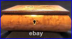 Reuge Wood Inlay Lacquered Footed Jewelry Music Box Plays Music Box Dancer VGC