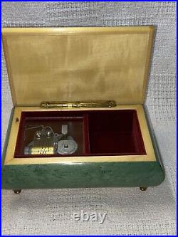 Reuge music box flower green jewelry case vintage Music Of The Night Swiss Made