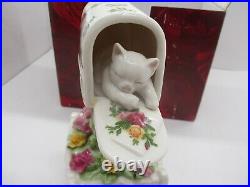 Royal Albert Old Country Roses Musical Mailbox With Kitten Mint in Box Works