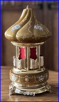Ruege Vintage Lipstick/Cigarette Holder Music Box Floral Carousel Theme