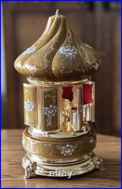 Ruege Vintage Lipstick/Cigarette Holder Music Box Floral Carousel Theme