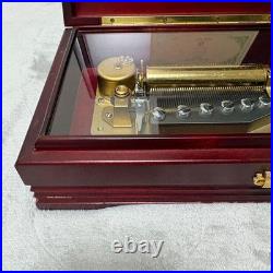 SANKYO ORPHEUS 50-Note Music Box EX208 Wine Red Edelweiss & Hymne à l'amour