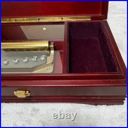 SANKYO ORPHEUS 50-Note Music Box EX208 Wine Red Edelweiss & Hymne à l'amour