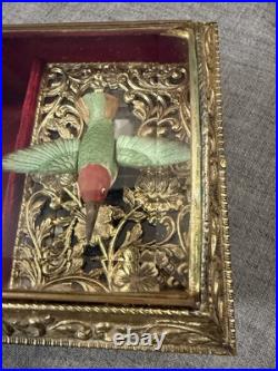 SF Music Box Co Brass Glass Flying Hummingbird Jewelry Box Works Perfectly Rare