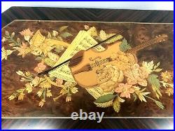 SORRENTO ITALY WOOD INLAY w VIOLIN FLOWERS MUSIC BOX WHEN YOU WISH UPON A STAR