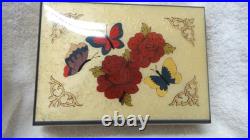 SPLENDID ITALIAN MUSIC BOX Inlaid Wood-Glossy Butterfly-Barcarolle NEW