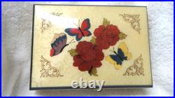 SPLENDID ITALIAN MUSIC BOX Inlaid Wood-Glossy Butterfly-Barcarolle NEW