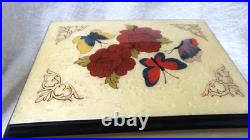 SPLENDID ITALIAN MUSIC BOX Inlaid Wood-Glossy Butterfly-Barcarolle NEW
