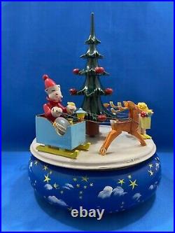 STEINBACH Christmas Music Box Santa Angels Carved Wood THORENS Germany Vintage