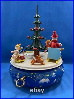 STEINBACH Christmas Music Box Santa Angels Carved Wood THORENS Germany Vintage