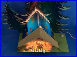 STEINBACH Music Box Christmas Nativity Light Carved Wood THORENS Germany Vintage