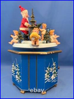 STEINBACH Music Box Christmas SANTA Angels Carved Wood THORENS Germany Vintage