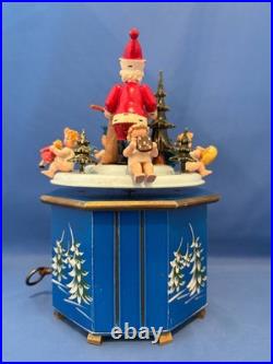 STEINBACH Music Box Christmas SANTA Angels Carved Wood THORENS Germany Vintage