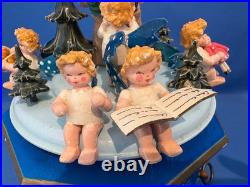 STEINBACH Music Box Christmas SANTA Angels Carved Wood THORENS Germany Vintage