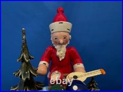 STEINBACH Music Box Christmas SANTA Angels Carved Wood THORENS Germany Vintage