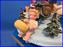 STEINBACH Music Box Christmas SANTA Angels Carved Wood THORENS Germany Vintage