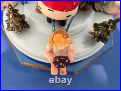 STEINBACH Music Box Christmas SANTA Angels Carved Wood THORENS Germany Vintage