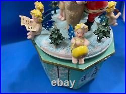 STEINBACH Music Box Christmas Santa Angels Carved Wood THORENS Germany Vintage