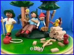 STEINBACH Music Box Family Day in the Woods Carved Wood Germany Vintage