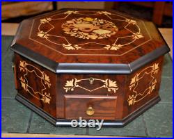 STUNNING Vintage Large SWISS Reuge Music & Jewelry Box Octagon Made in Italy