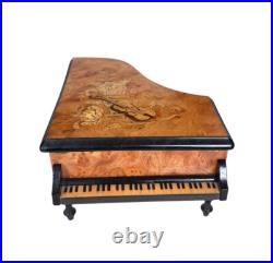 San Francisco Music Box Co Piano withFloral Inlay And Violin Tested And Works