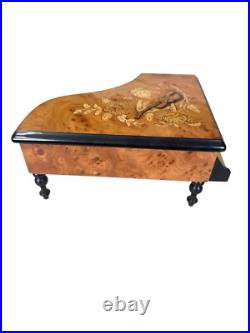 San Francisco Music Box Co Piano withFloral Inlay And Violin Tested And Works