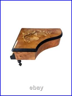 San Francisco Music Box Co Piano withFloral Inlay And Violin Tested And Works