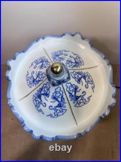 San Francisco Music Box Company Blue and White Porcelain Carousel Music Box