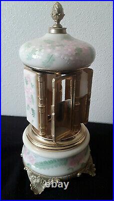 San Francisco Music Box Porcelain Vanity Lipstick Cigarette Pink Floral Vintage