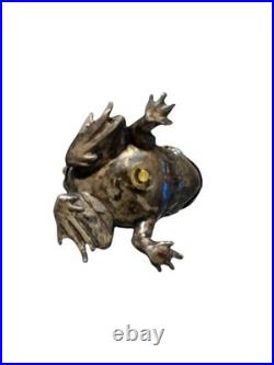 Sankyo Frog Shaped Metal Wind-Up Music Box Collectible Japan