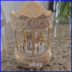 Sankyo Gold Carousel Music Box Made in Japan 1970-Now Decorative Collectible