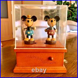 Sankyo Mickey & Minnie Wooden Music Box Wish Upon A Star No Outer Box