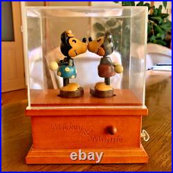 Sankyo Mickey & Minnie Wooden Music Box Wish Upon A Star No Outer Box