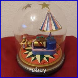 Sankyo music box clockwork dome type clown vintage