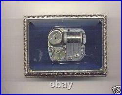 Schmid Music Box Japan Glass See-Thru Filigree Silvertone Metal Vintage Original
