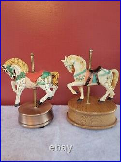 Set Of (5) Vintage 1970's Musical Carousel Horses