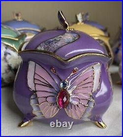 Set of 10 Lena Liu Wings of Love Porcelain Butterfly Music Boxes Collection MIB