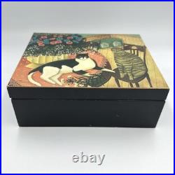Signed Vintage 1980 K Michiko Musical Jewelry Box Cats Memory Song Japan B352/A