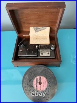 Silverite THORENS Automatic Disc Music Box Antique Working Condition 15 Discs