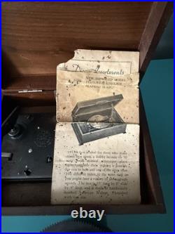 Silverite THORENS Automatic Disc Music Box Antique Working Condition 15 Discs