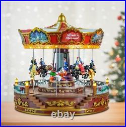 Skyant Christmas Carousel Decoration 14inch Large Size Carousel Go Round with