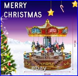 Skyant Christmas Carousel Decoration 14inch Large Size Carousel Go Round with