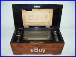 Smaller Late 1800s Swiss Cylinder Music Box with 6 Airs Nice Working Condition