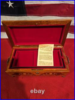 Sorrento Hand Made Inlay Marquetry Italian Swis Walnut Orange Music Jewelry Box