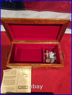 Sorrento Hand Made Inlay Marquetry Italian Swis Walnut Orange Music Jewelry Box
