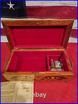 Sorrento Hand Made Inlay Marquetry Italian Swis Walnut Orange Music Jewelry Box
