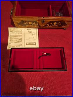 Sorrento Hand Made Inlay Marquetry Italian Swis Walnut Orange Music Jewelry Box