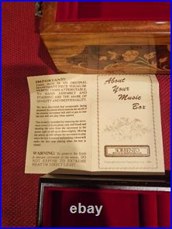 Sorrento Hand Made Inlay Marquetry Italian Swis Walnut Orange Music Jewelry Box